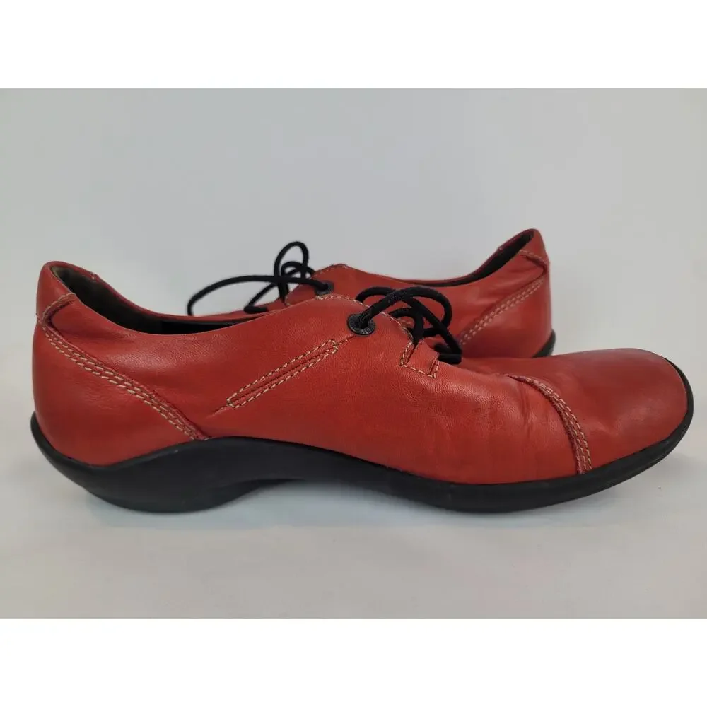 Wolky Women's Rosa Red Lace Up Casual Walking Loafers Size EU 38 US 7